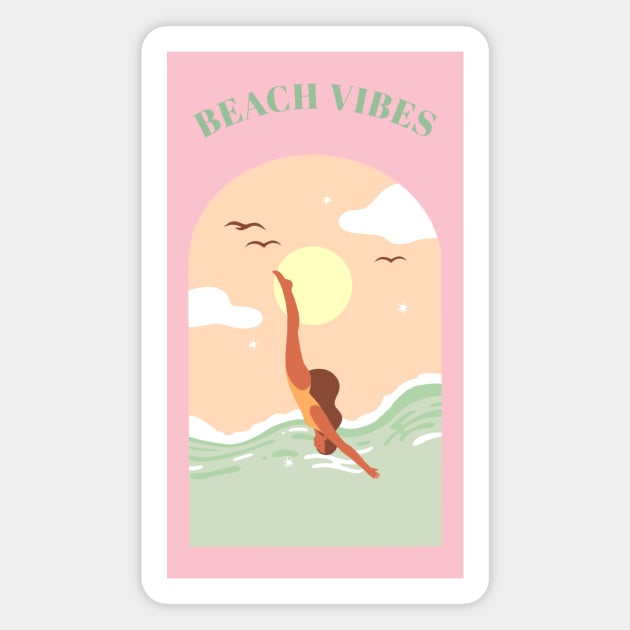 Beach Vibes Beach Babe Summer of Love Summertime Magnet by Tip Top Tee's